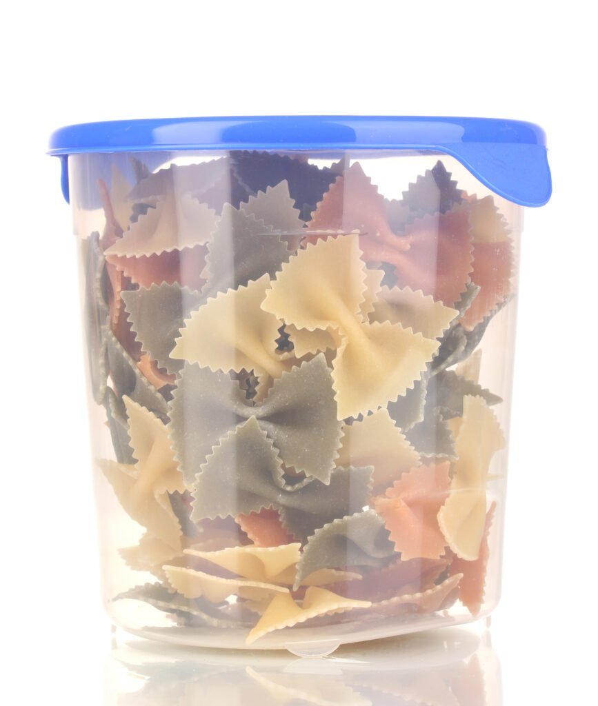 filled plastic container isolated on white