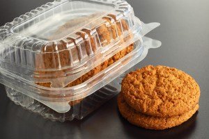 Transparent Container with Oatmeal Cookies