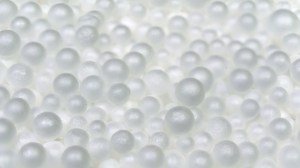 White styrofoam ball/White styrofoam ball on white macro