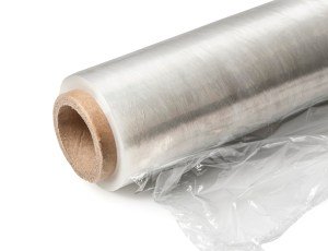Roll of wrapping plastic stretch film.